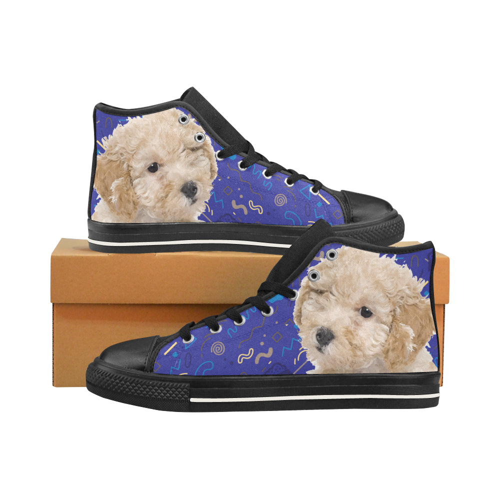 Poochon Dog Black Men’s Classic High Top Canvas Shoes /Large Size