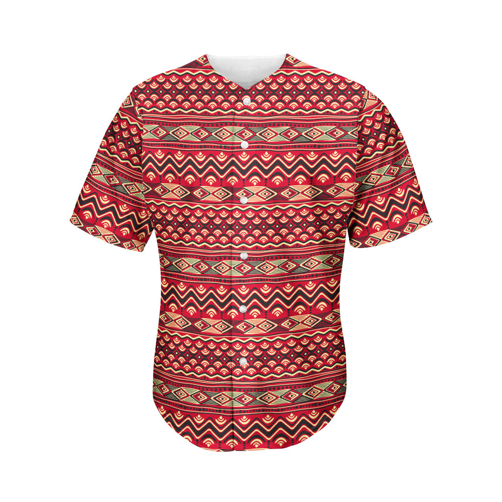 Red African Tribal Pattern Print Men’S Baseball Jersey 3D Print