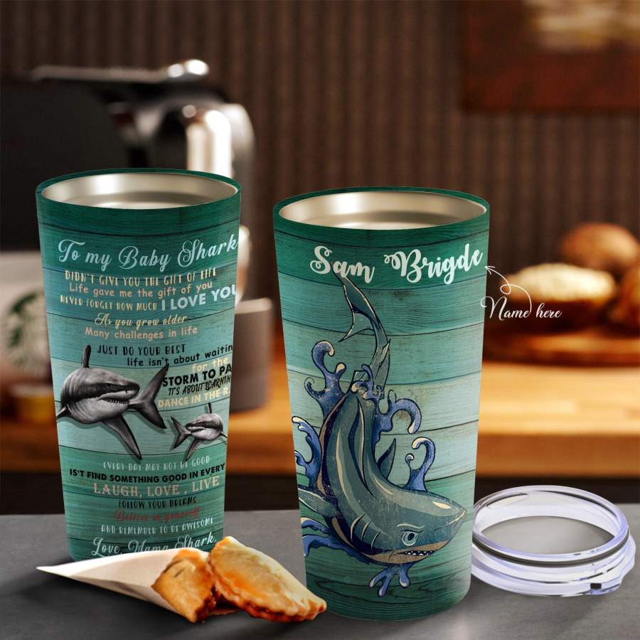 To My Baby Shark Gift For Baby Personalized  Insulated Stainless Steel Tumbler Cup