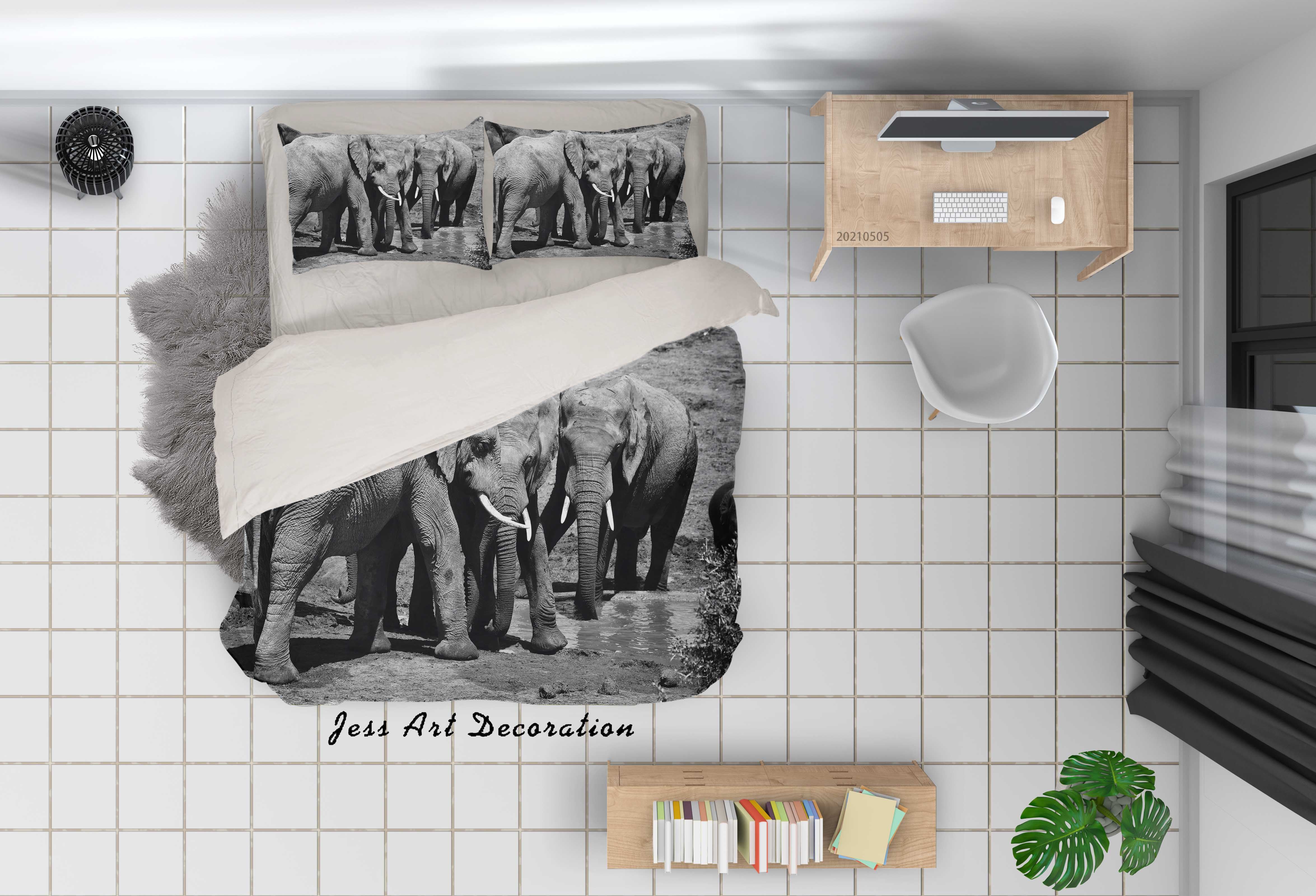 3D Wild Animal Elephant Quilt Cover Set Bedding Set Duvet Cover Pillowcases 67