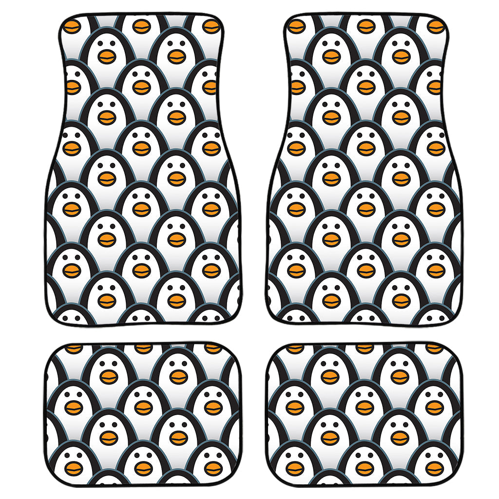 Cute Penguin Face Pattern Print Front And Back Car Floor Mats, Front Car Mat