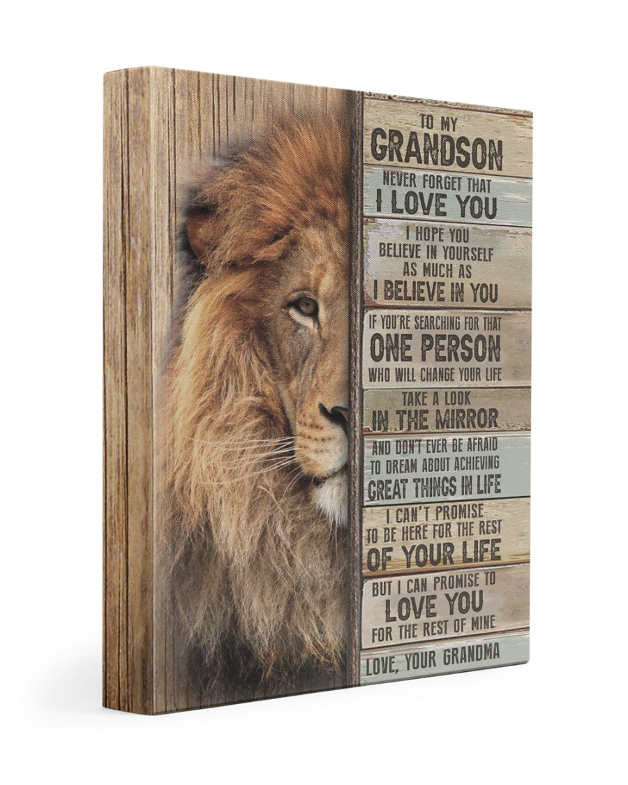 To My Grandson, I Love You, Lion, Brown, Gift For Grandson From Grandma Vertical Canvas