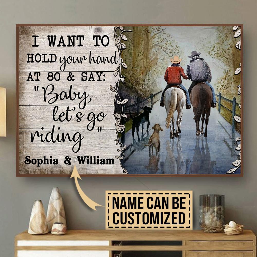 Aeticon Gifts Personalized Horse Hold Your Hand Canvas Mom Dad Gift Home Decor