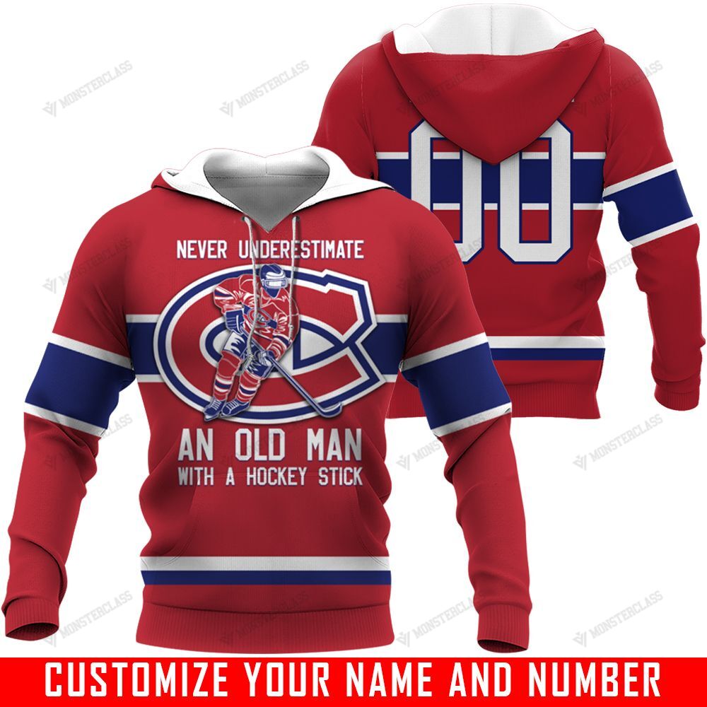 Never Underestimate An Old Man With A Hockey Stick – Montreal Canadiens – CUSTOMIZE NAME AND NUMBER – HOT SALE 3D PRINTED – NOT IN STORE