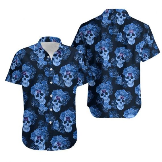 Gift For Husband Dad New York Giants Mystery Skull And Flower Hawaii Shirt Ha26927