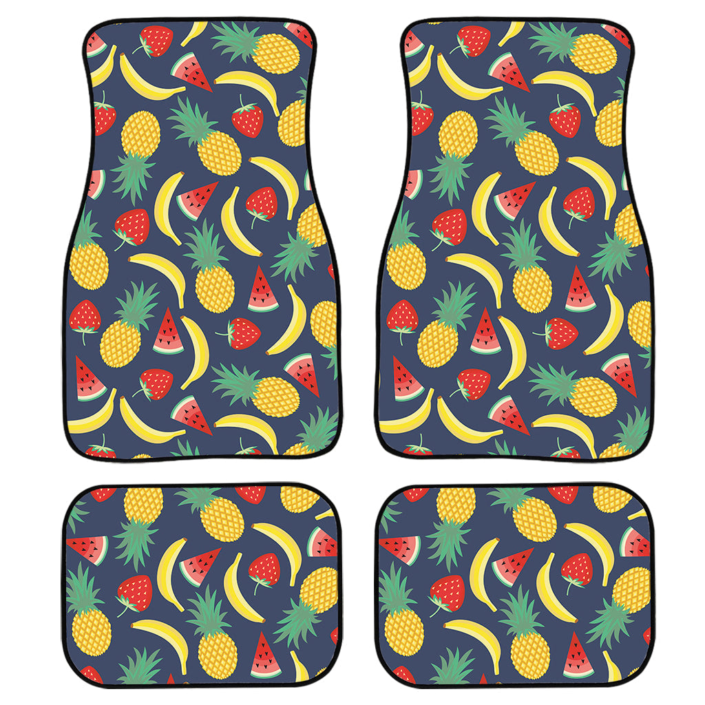 Cute Tropical Fruits Pattern Print Front And Back Car Floor Mats, Front Car Mat