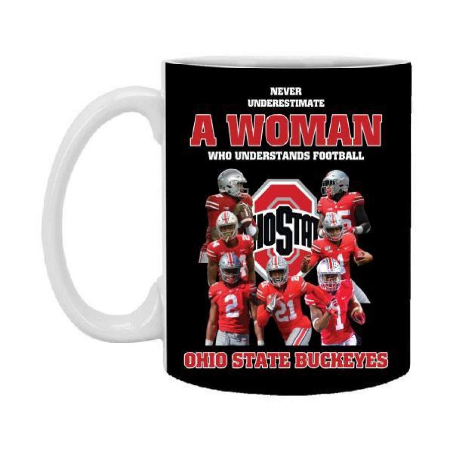 Never Underestimate A Woman Who Understands Football And Loves Ohio State Buckeyes 11 oz Mug