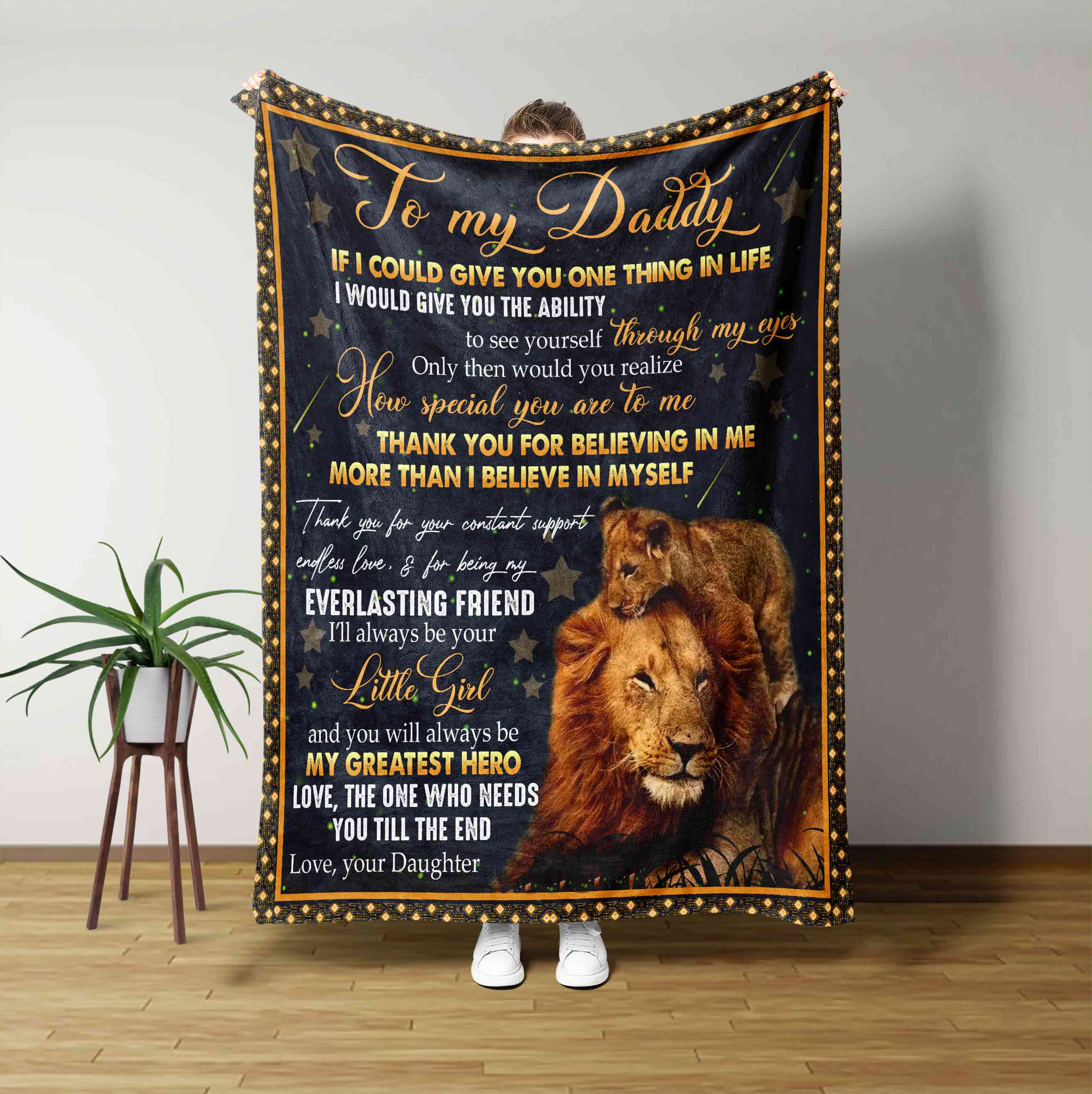 To My Daddy Blanket, Lion Blanket, Custom Name Blanket, Family Blanket, Gift Blanket