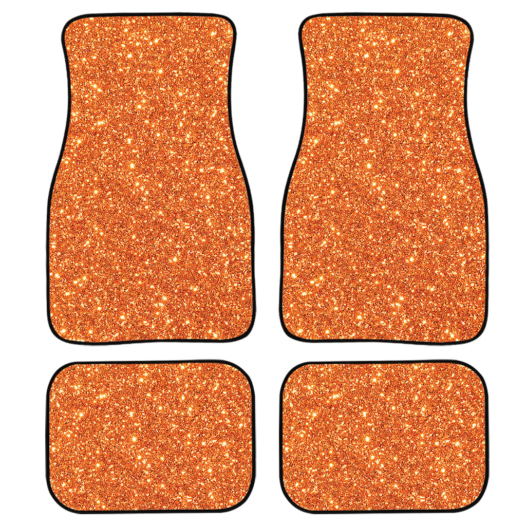 Orange Glitter Texture Print Front And Back Car Floor Mats, Front Car Mat