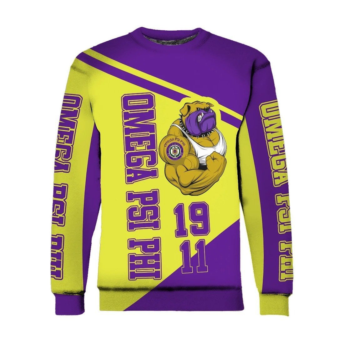 Fraternity Sweatshirt – Omega Psi Phi 1911 Muscle Bulldog Crewneck Sweatshirt