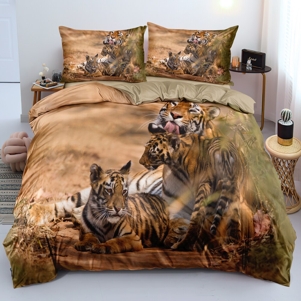 3D Running Tiger Duvet Cover Set Custom Design Blanket Cover Set Twin Queen King Size Bedding Set