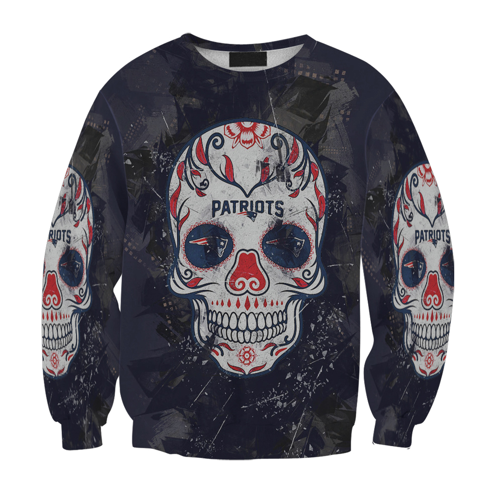 New England Patriots Skull Flowers City Gift For Fan 3D Full Printing Sweatshirt