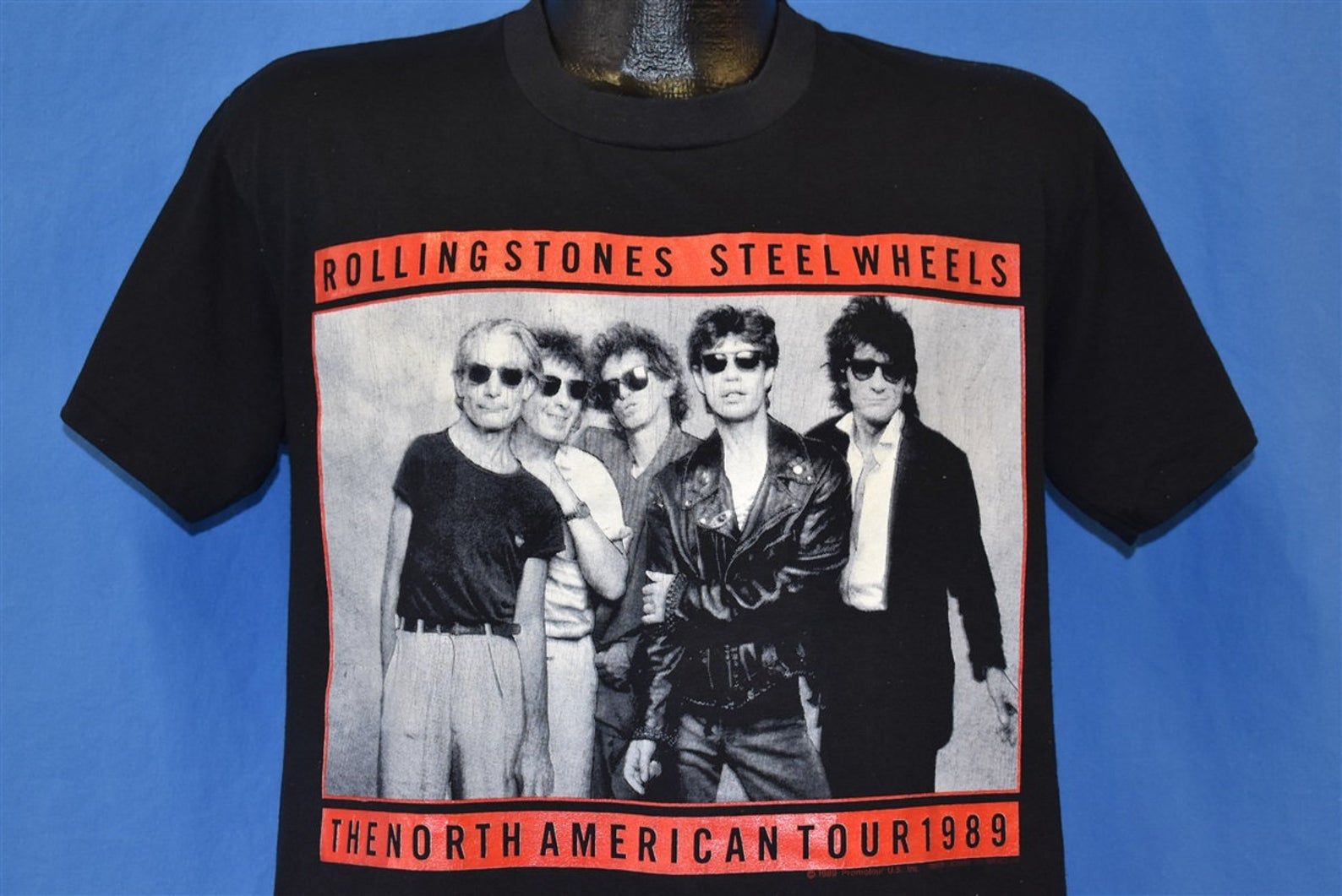 80S Rolling Stones Steel Wheels 1989 Tour Rock T-Shirt