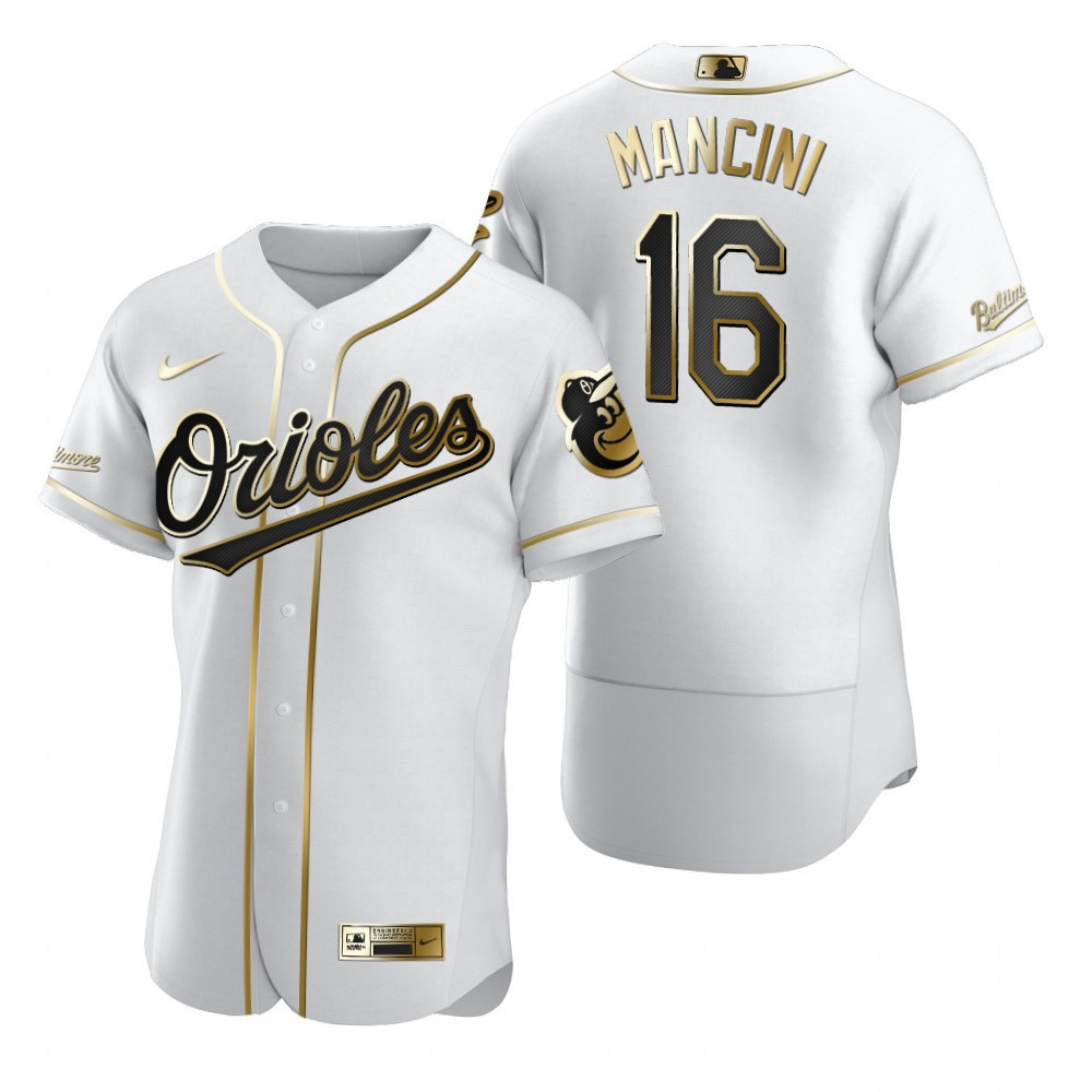 Baltimore Orioles #16 Trey Mancini MLB Golden Brandedition White Jersey Gift For Orioles Fans