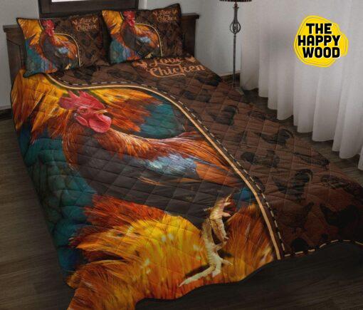 Chicken Flower Yellow Leather Style Quilt Bed Set And Pillow Covers