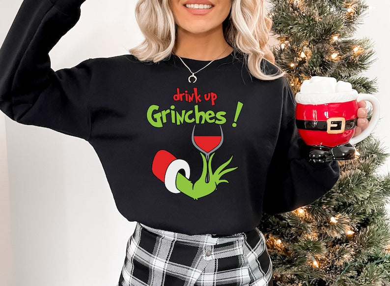 Drink Up Christmas Sweatshirt 2D Crewneck Sweatshirt All Over Print Sweatshirt For Women Sweatshirt For Men Sws4398