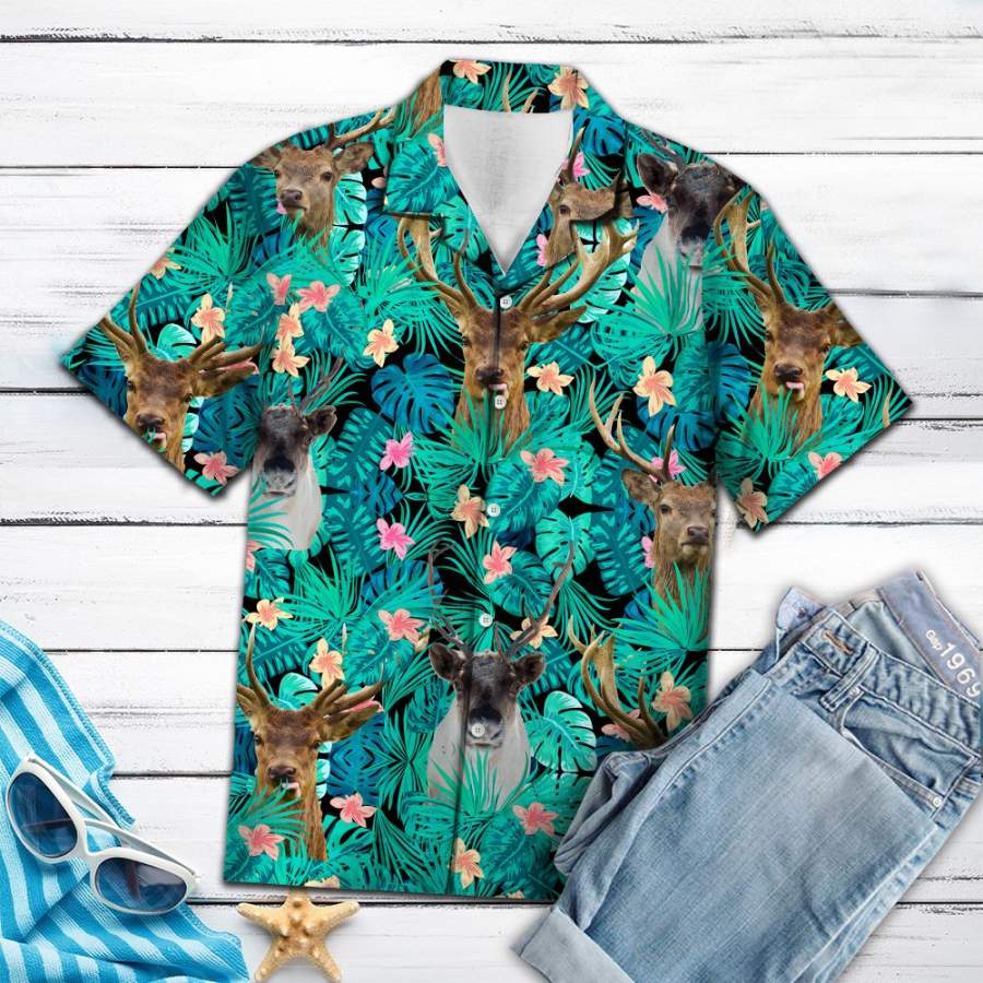 Reindeer Tropical Hawaiian Shirt Ha74297