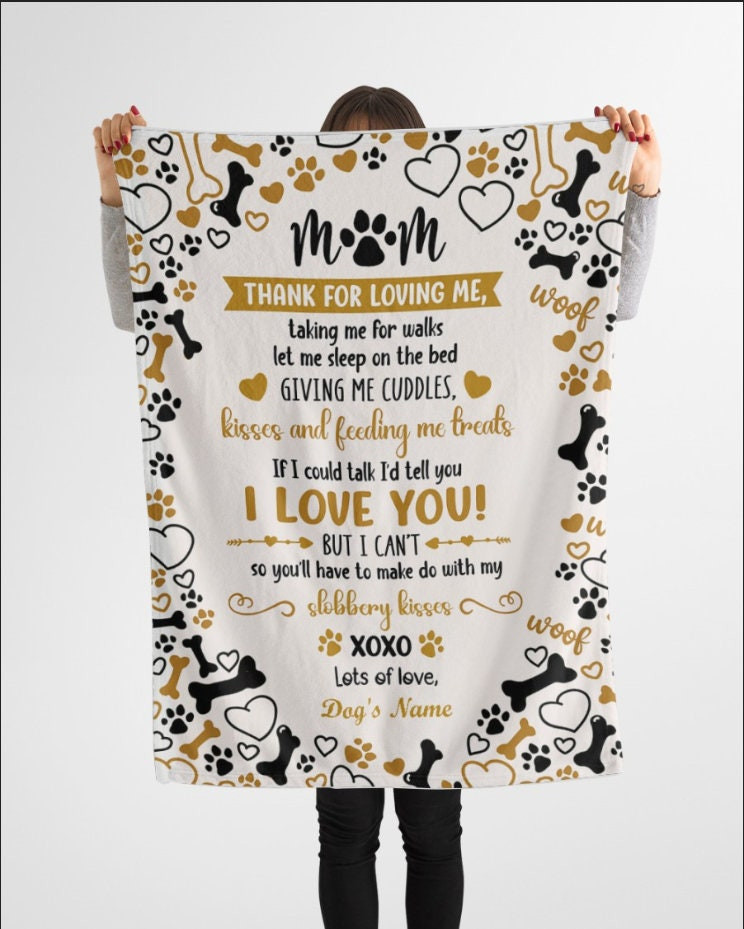 Mom Mom Blanket Thank For Loving Me Blanket Custom Blanket Christmas Gift Christmas Blanket Dog Lover Blanket Dog Owner Gift Blabket