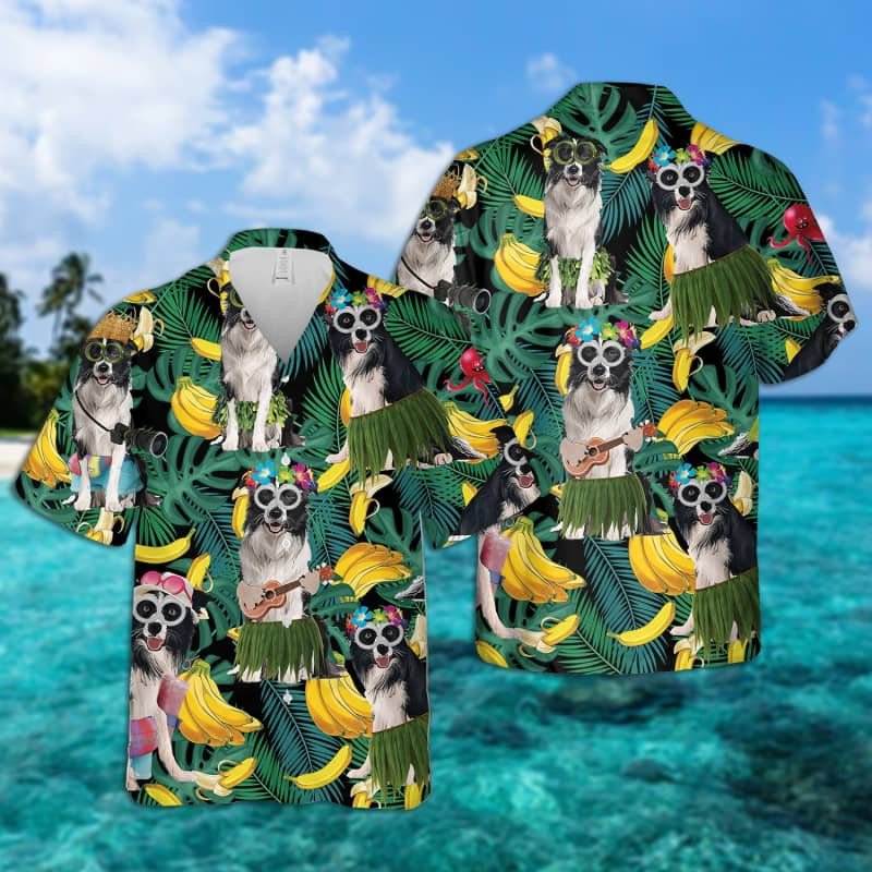 Felacia Border Collie Summer Leaves Hawaii Shirt 2 Ha70027