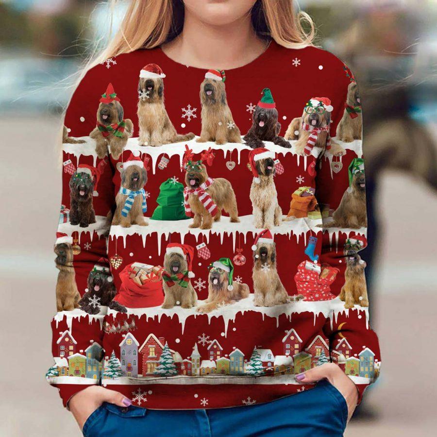 Briard – Snow Christmas – Premium Dog Christmas Ugly Sweatshirt, Dog Ugly Sweater