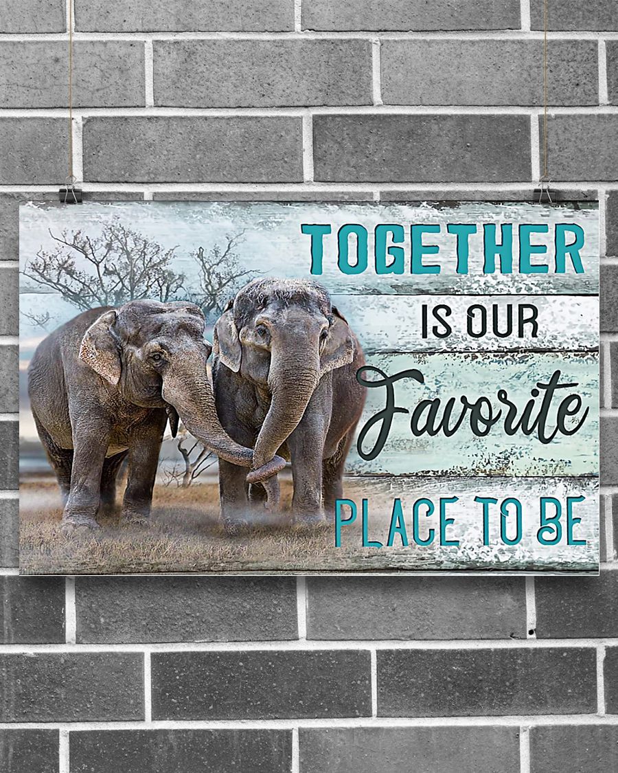 Elephant – Together Is Our Favorite Place To Be Horizontal Canvas And Poster | Wall Decor Visual Art