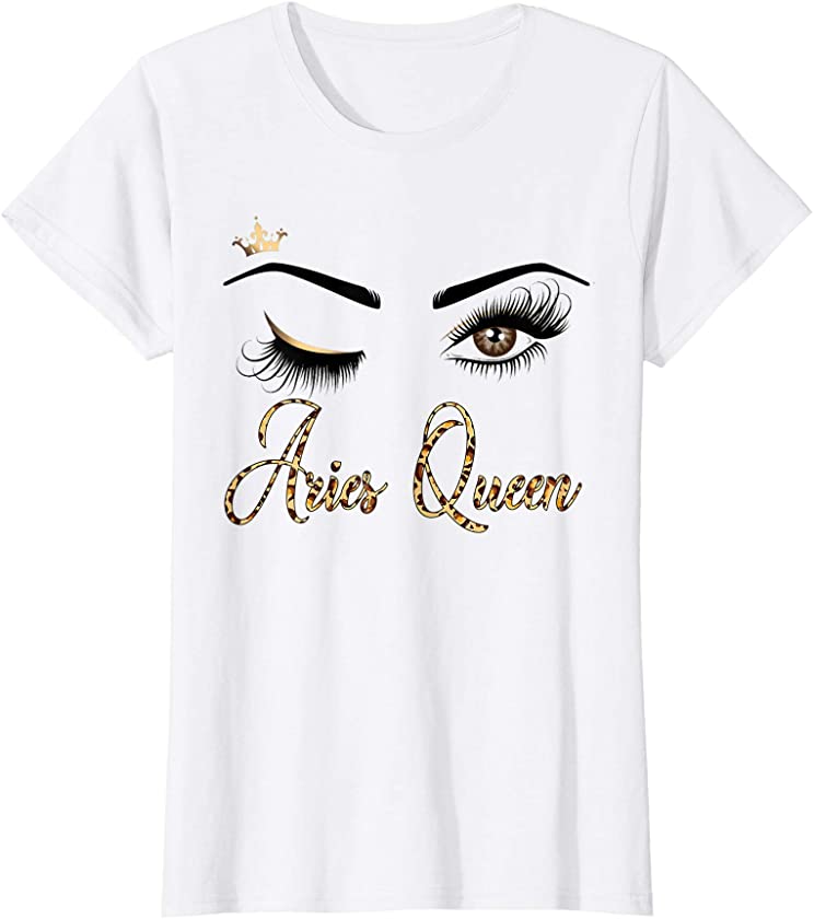 Womens Aries Zodiac Birthday Leopard Print For Girls Women T-Shirt