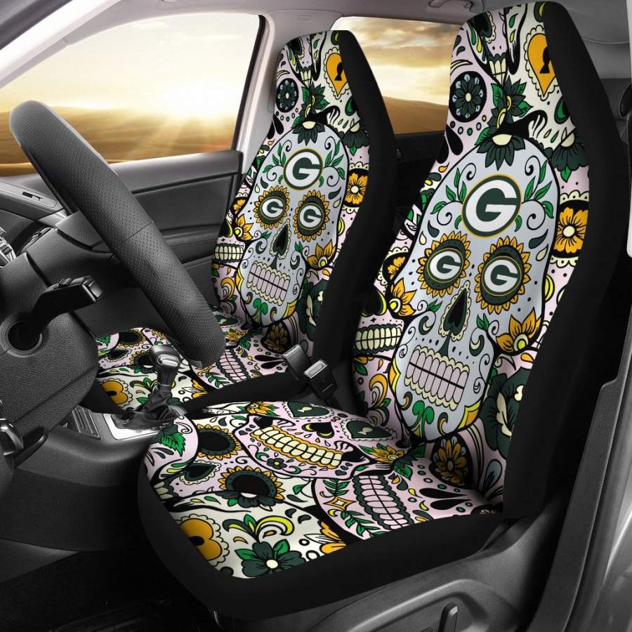 Party Skull Green Bay Packers Car Seat Covers