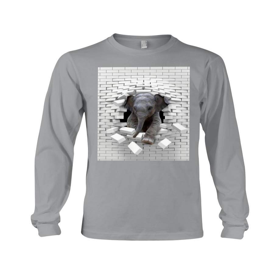 Elephants Break The Brick Wall For Elephant Lovers Unisex Long Sleeve