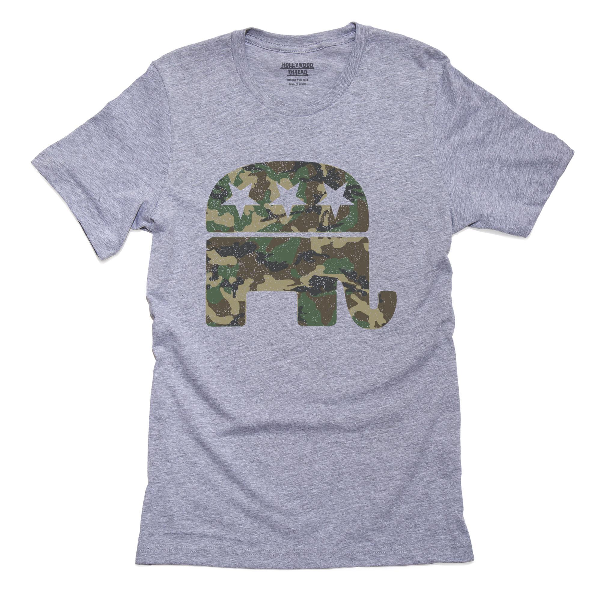 Republican Elephant Camo Military Support Political T-Shirt, Framed Print, Pillow, Golf Towel