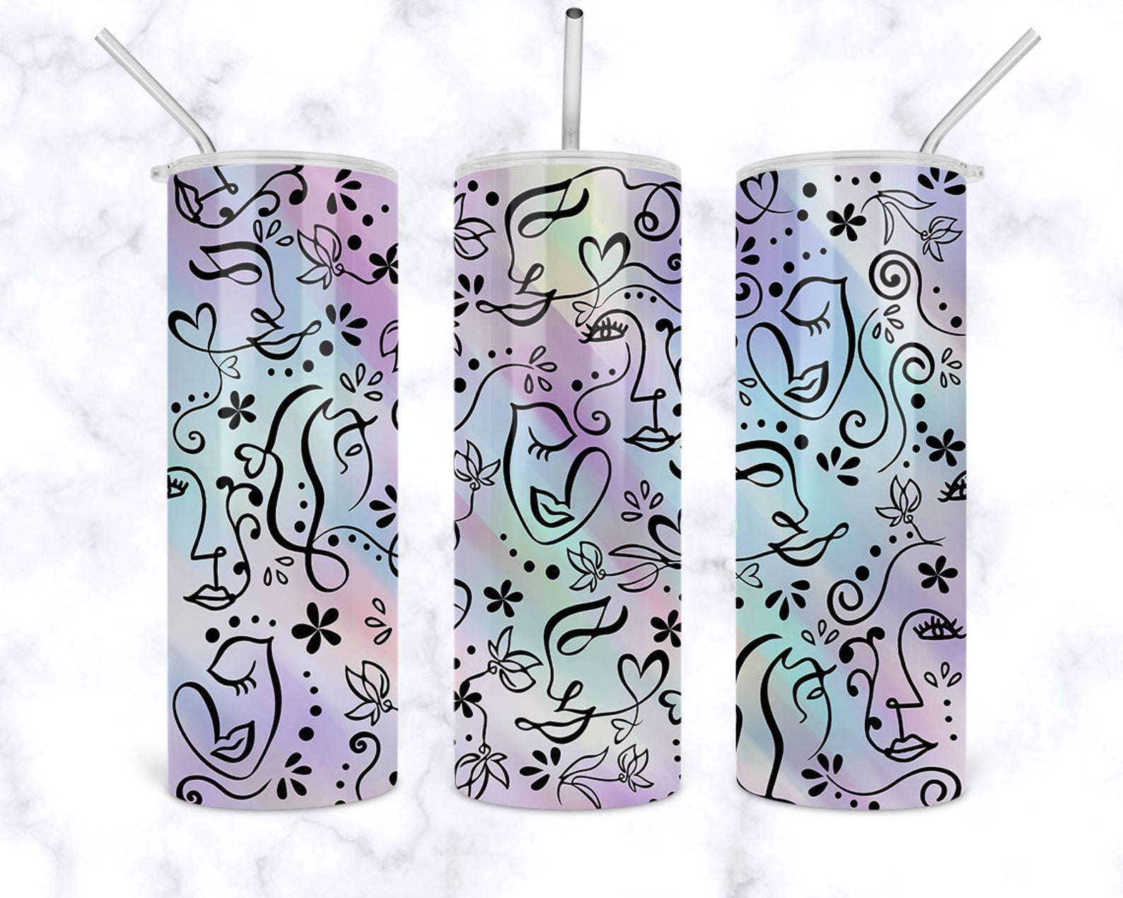 Abstract Women Faces 20Oz Skinny Tumbler