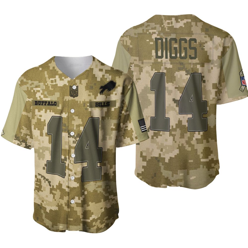 Buffalo Bills Stefon Diggs #14 Great Player NFL American Football Team Logo Camouflage 3D Designed Allover Gift For Bills Fans Baseball Jersey