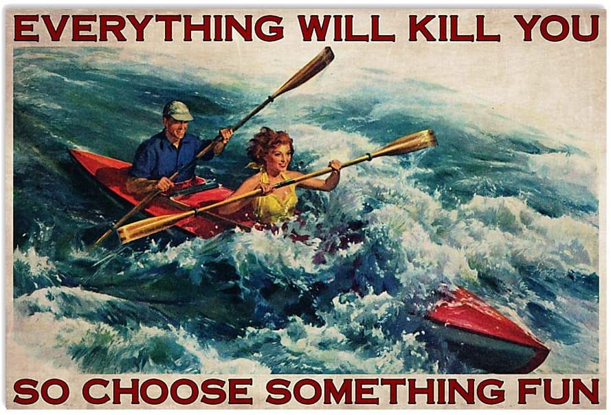 Vintage Couple Kayak Choose Something Fun Poster Art Print      Home Decor Gift For Men Women Family Friend On Birthday Xmas