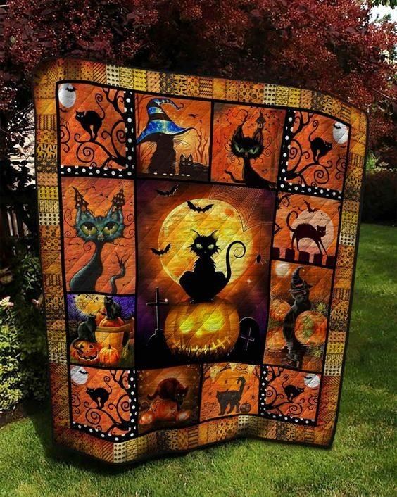 Black Cat Halloween Cla0710082Q Quilt Blanket