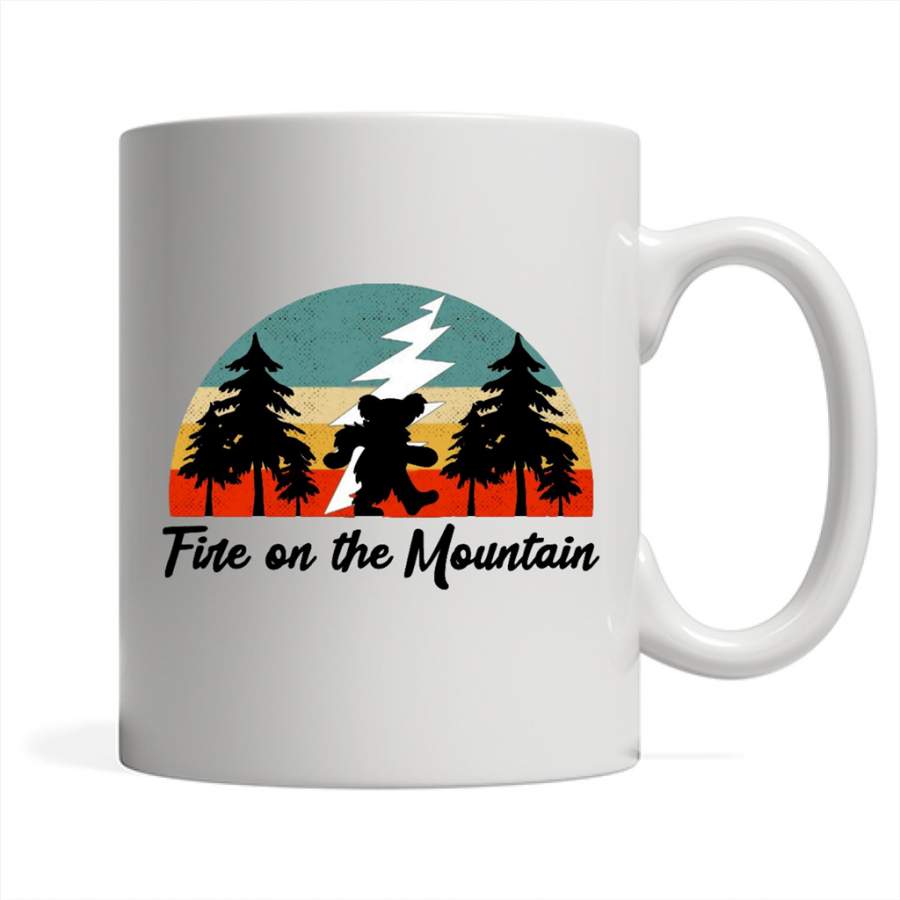 Fire On The Mountain, Classic Vintage Retro Design – Full-Wrap Coffee White Mug