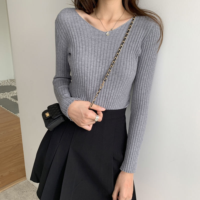 Woman Sweaters Fall 2020V Collar Sweater Women’s Sexy Slim Pullover Top Femme Chandails alx