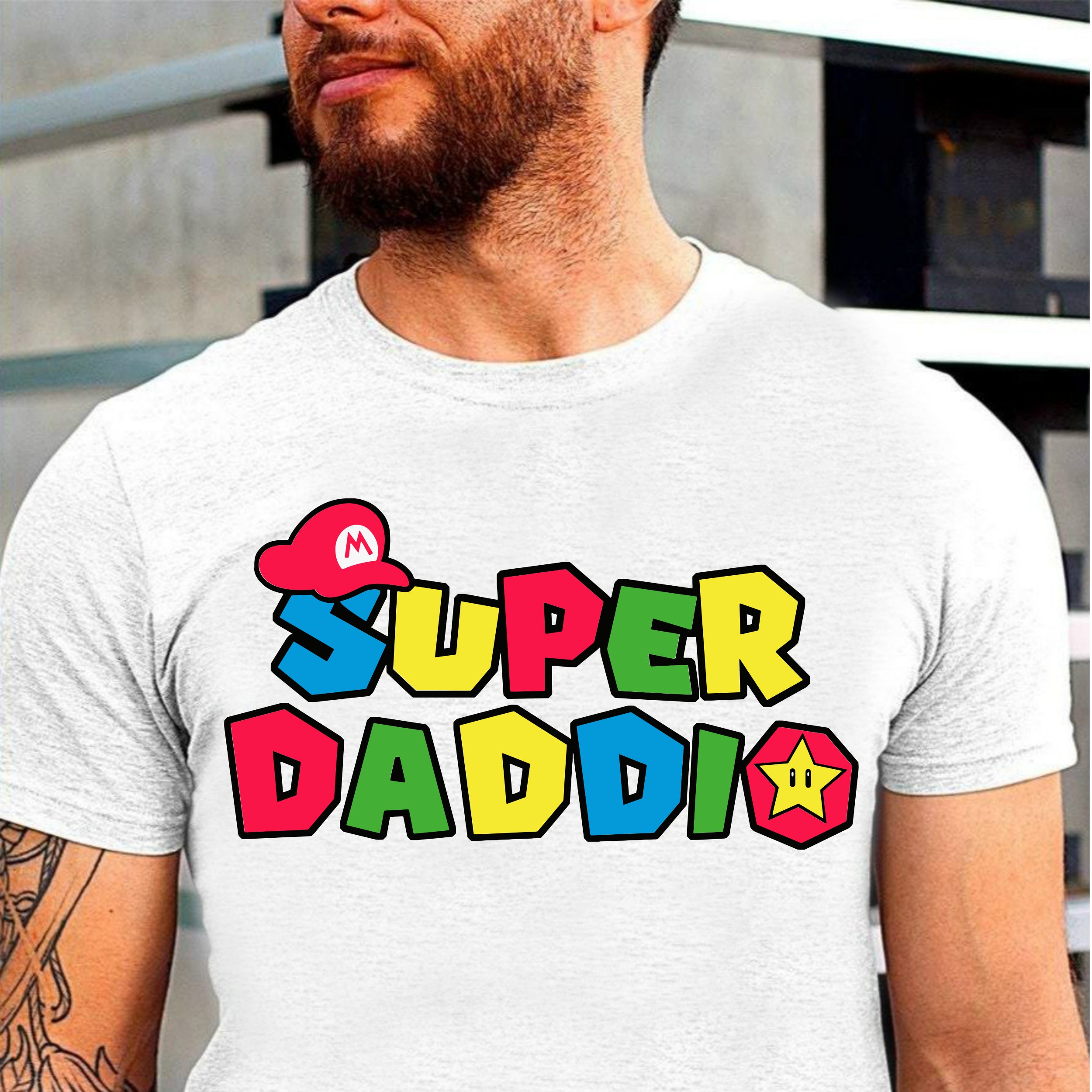 Super Daddio T Shirt Gamer Dad Gaming Gift Father’S Day Men’S Mario Gift Tee