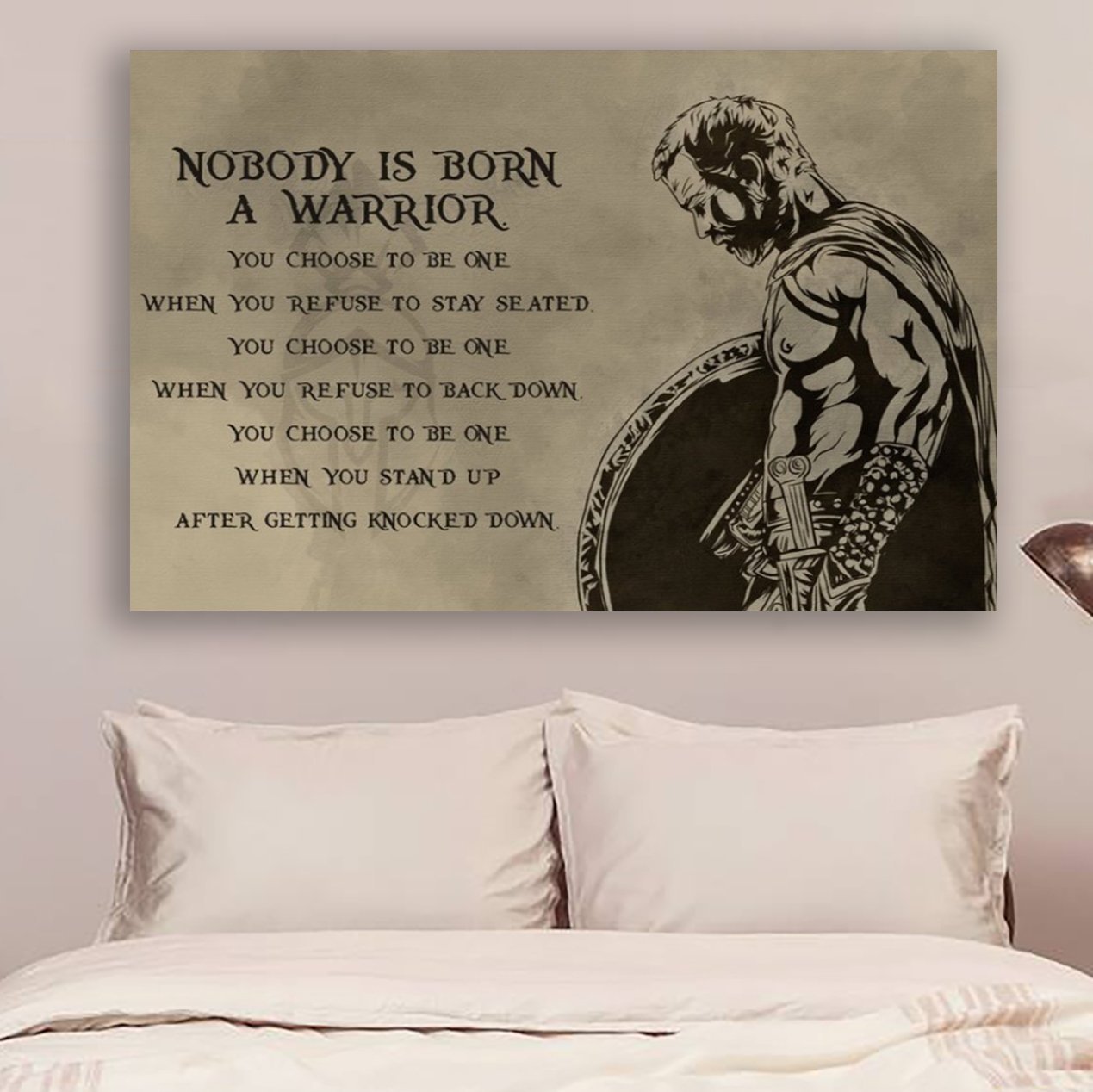 spartan Canvas and Poster nobody is born awarrior wall decor visual art