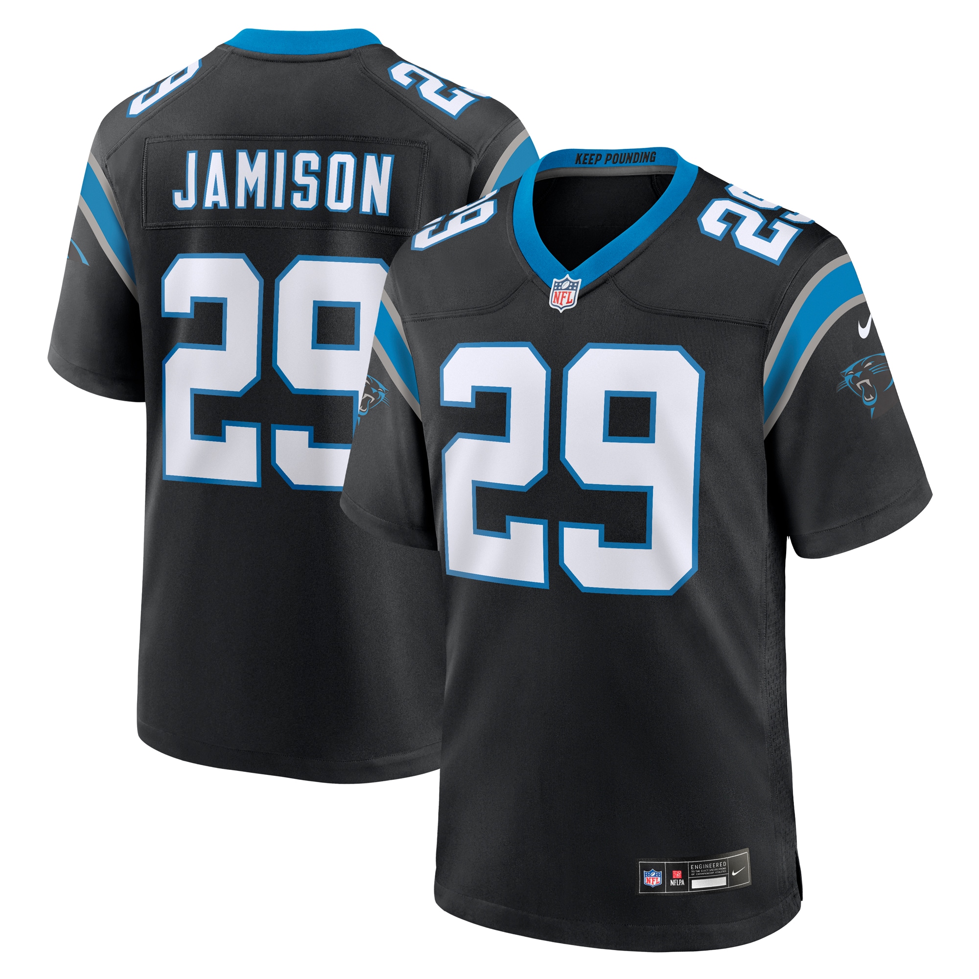 Men’s Carolina Panthers D’Shawn Jamison  Black Team Game Jersey 2