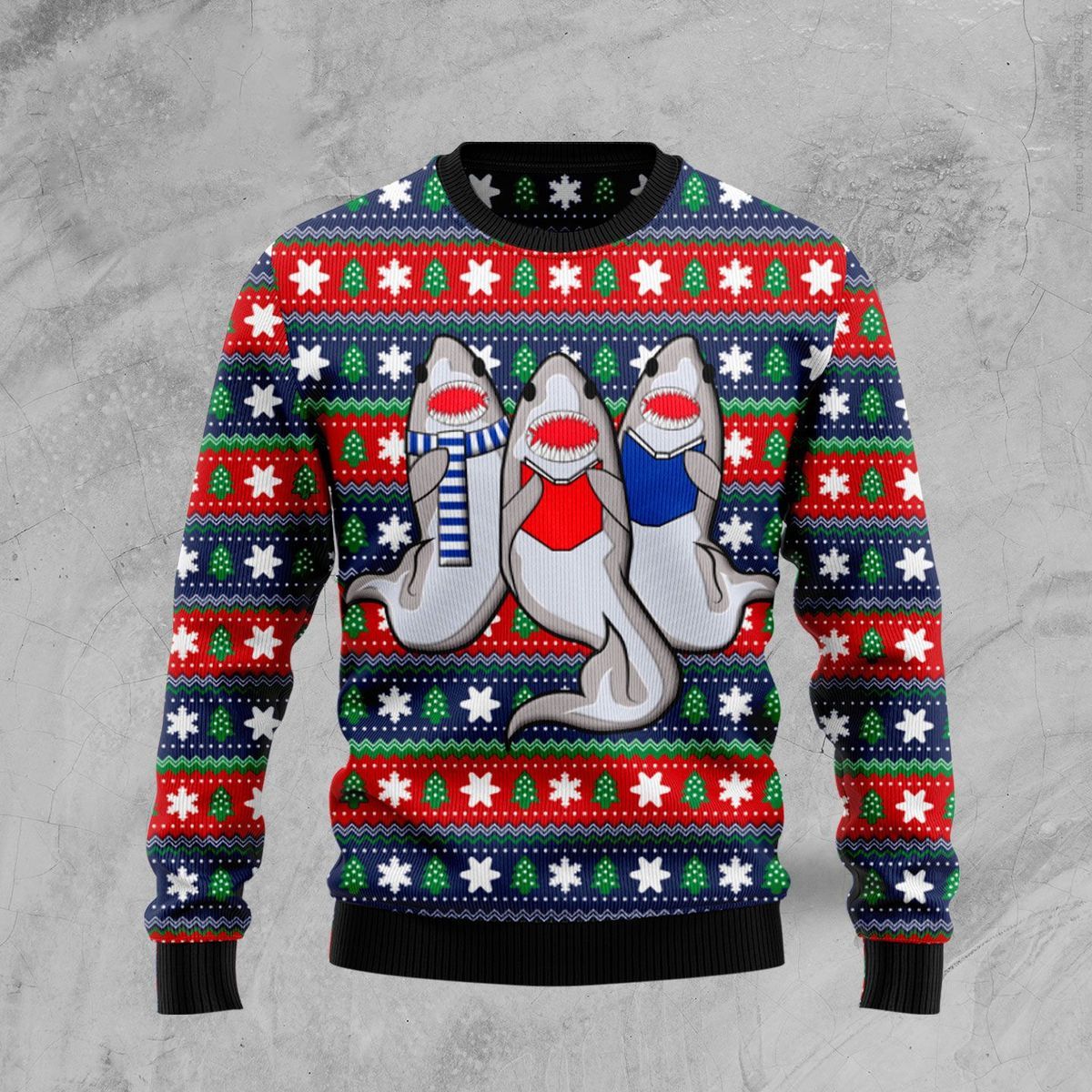 Carolling Sharks Ugly Christmas Sweater | For Men & Women | Adult | Us4648