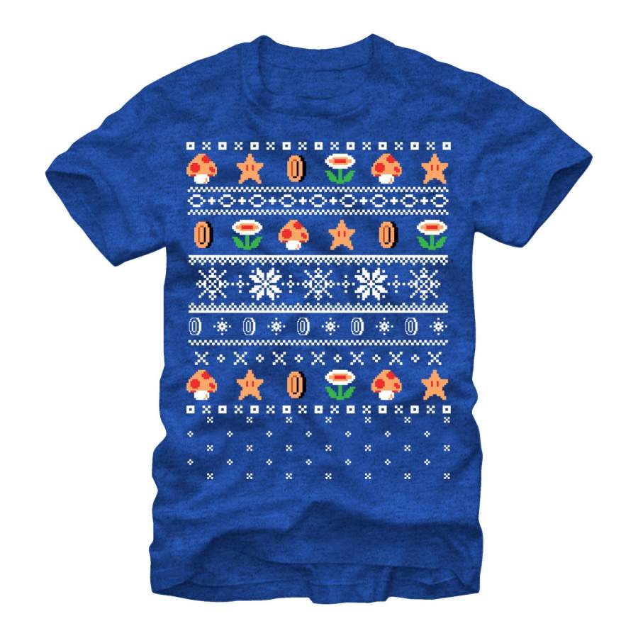 Nintendo Men’s Ugly Christmas Mario Points  T Shirt