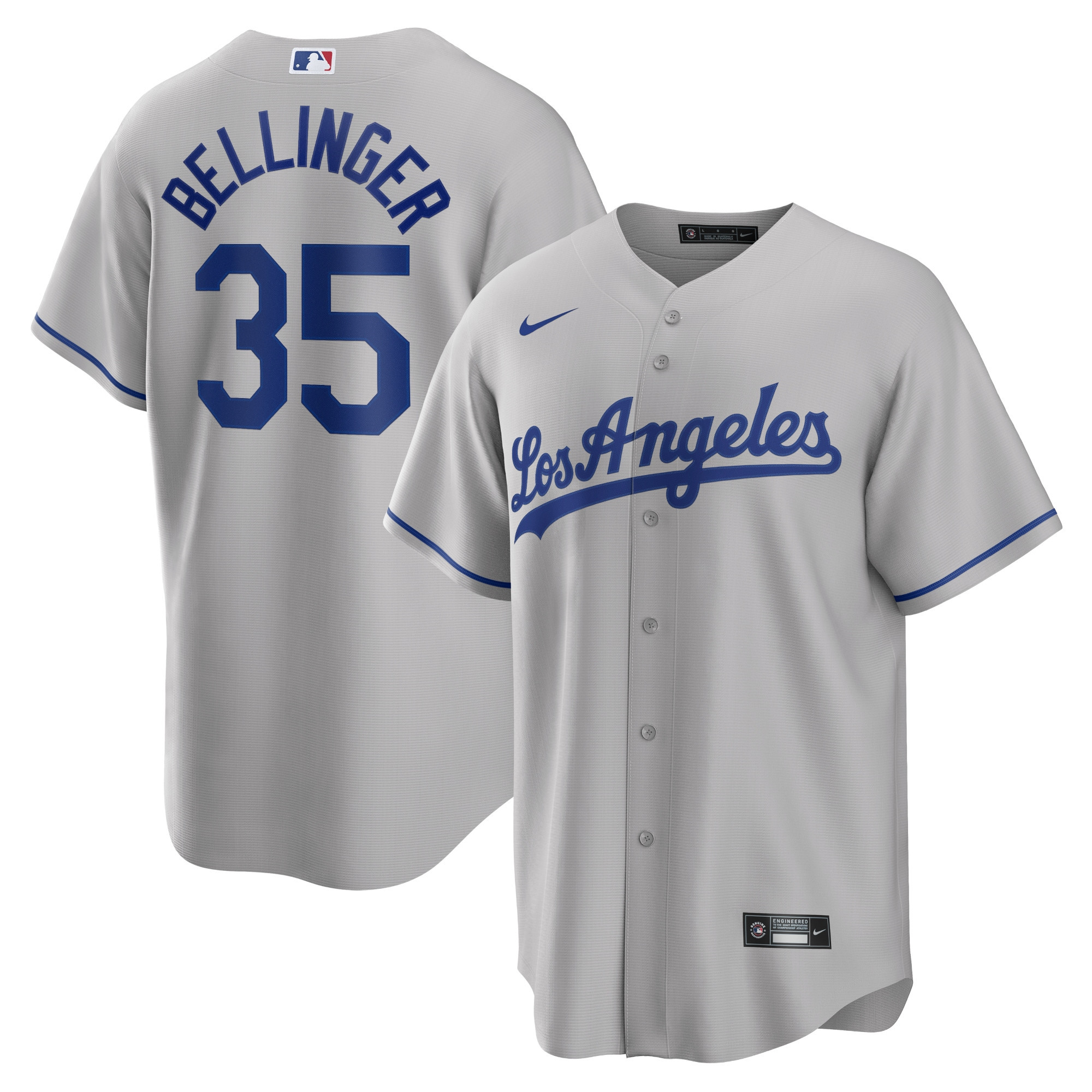 Cody Bellinger Los Angeles Dodgers Road Replica Player Name Jersey Gray MLB