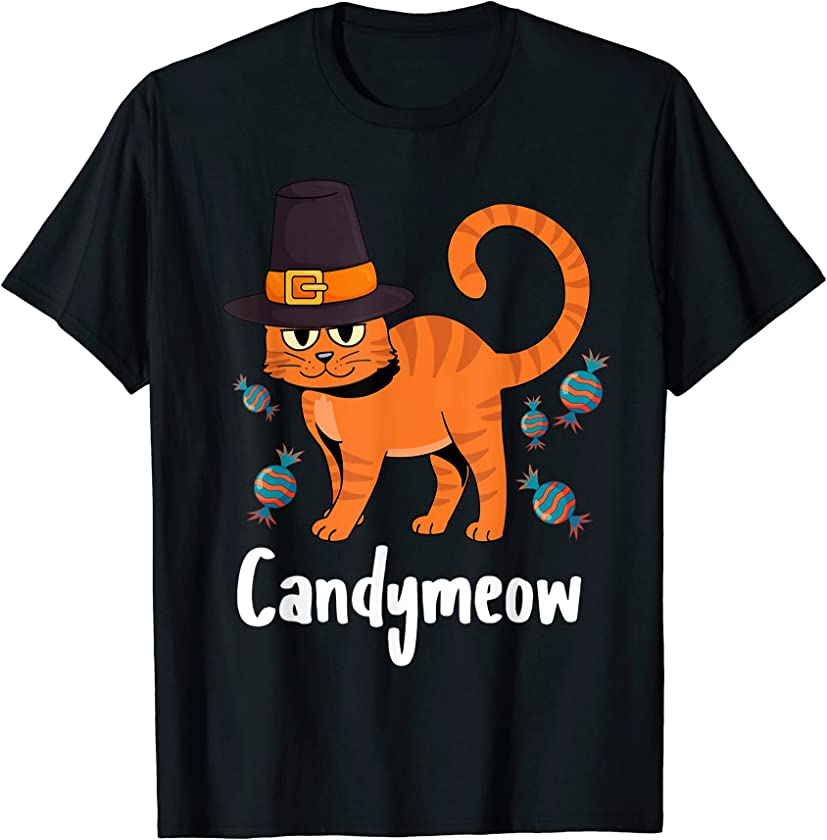 Candy-Meow Thanksgiving Day Cat Kitten Lover Fall Autumn T-Shirt