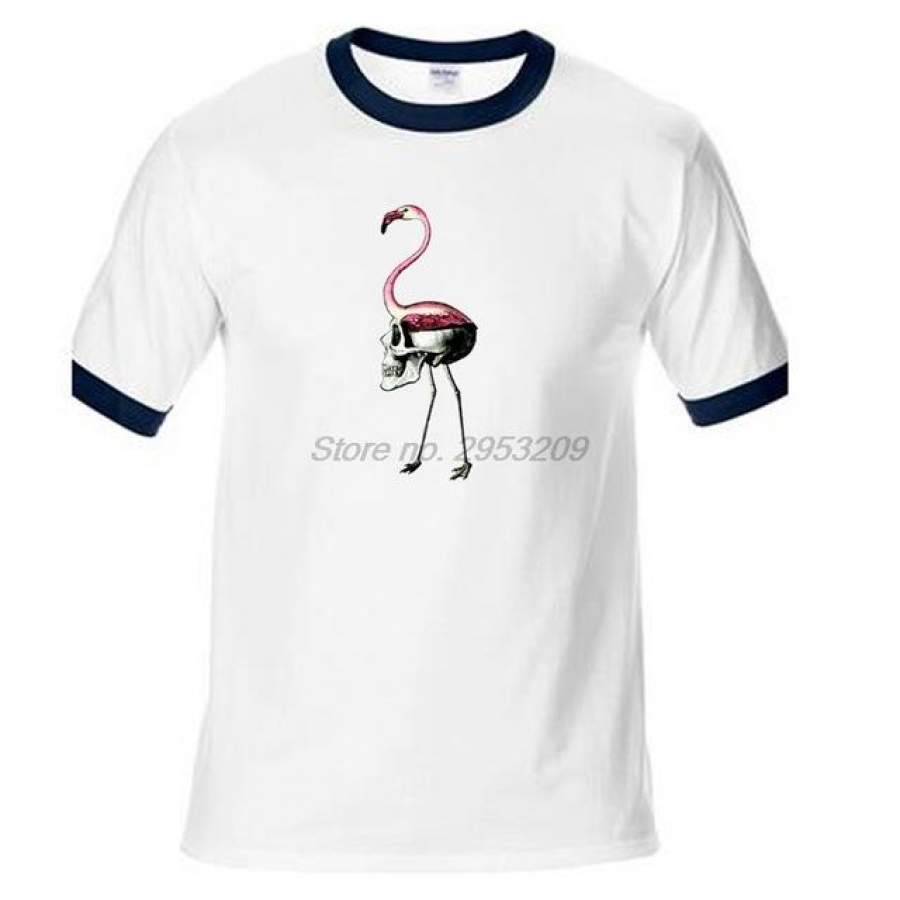 Men T shirt Animal Flamingo Skull Latest Design Tee Shirts raglan Sleeve Organic Cotton t shirt top