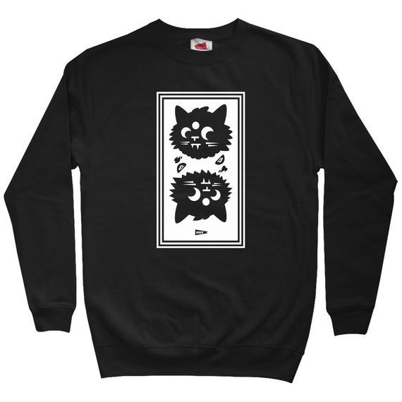 Black Cats Boxed Sweatshirt Men S M L XL 2x Crewneck Cat Shirt Cute Shirt Cat Lover Gift Kawaii Shirt Pop Art Shirt