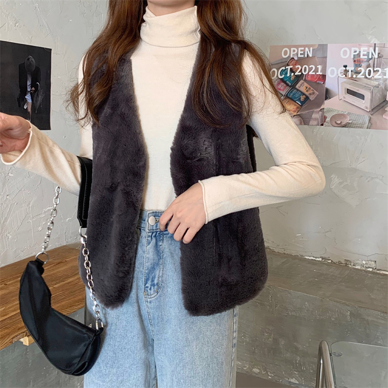 Vests Women Warm Elegant Lady Vintage Loose Minimalist Style Outerwear Open-stitch Winter All-match Casual Chic Clothes Solid alx