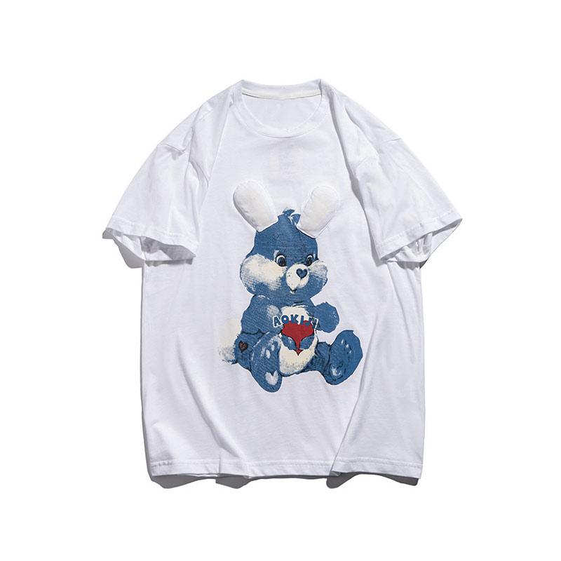 Cartoon Rabbit Print Three Dimensional Ears Loose T-Shirt