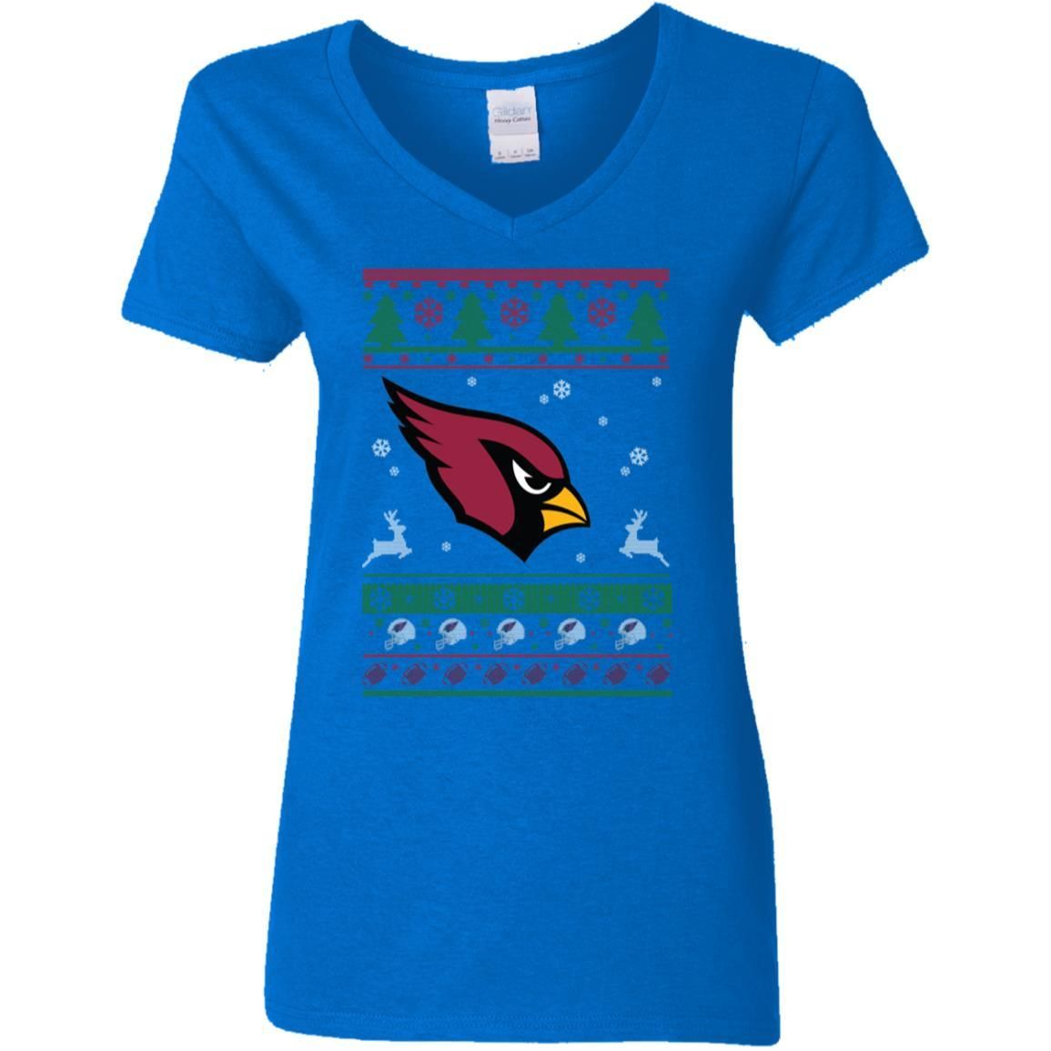 Arizona Cardinals Logo Football Teams Ugly Christmas Sweater Women V-Neck T-Shirt