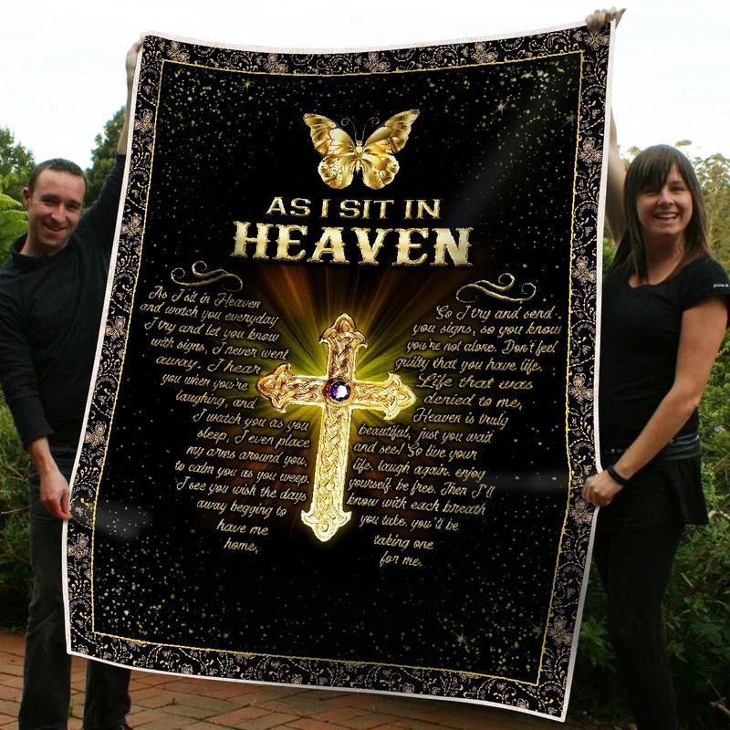 Butterfly As I Sit In Heaven Fleece Blanket, Sherpa Blanket, Gift For Aunt Gift For Parent, Family Member, Friends Gift, Christmas Gift, Home Decor, Home Living