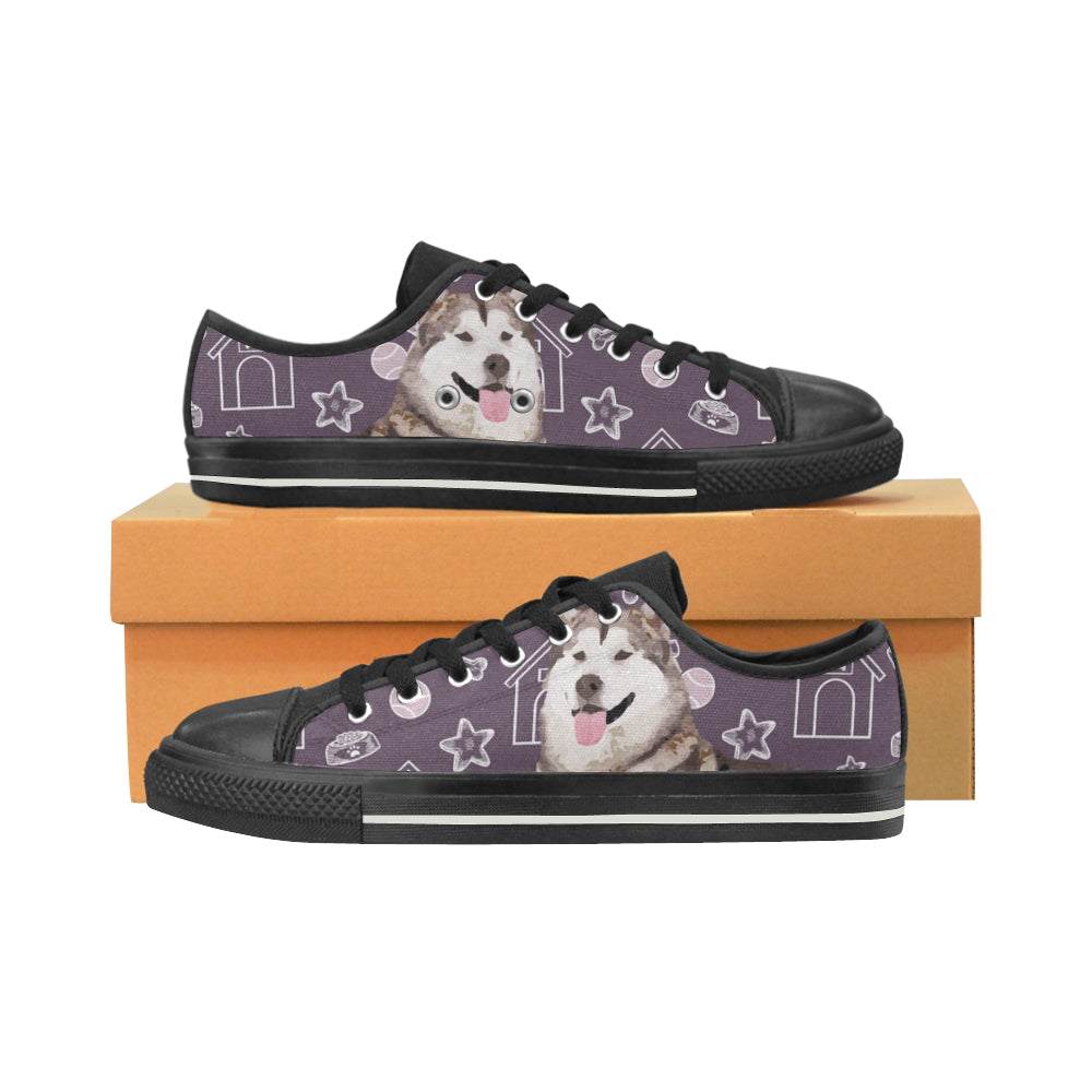 Alaskan Malamute Black Canvas Women’s Shoes/Large Size