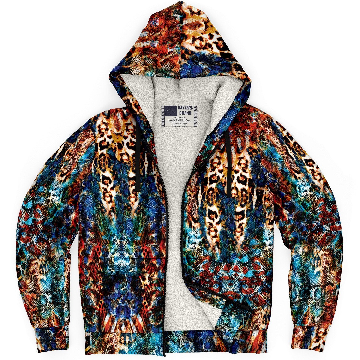 Abstract Art Forest Leopard Animal Print Zip Up Fleece Hoodie